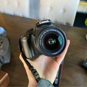 Canon EOS Rebel T3 1100D DSLR camera w/ fisheye lens, case & bag